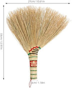 Ciieeo Handheld Mini Broom Small Desktop Cleaning Broom Handmade Sorghum Straw Traditional Kitchen Dust Brush for Home and Office Use