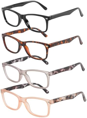 Przene Reading Glasses for Men Women Blue Light Blocking Readers Spring Hinges Lightweight Style Pack