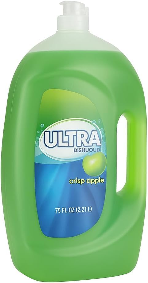 Crisp Apple Scent Ultra Dishwashing Liquid ~75 fl oz Concentrated Dish Soap for Kitchen, Grease-Cutting Formula for Pots, Pans, Dishes & Glassware