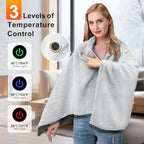 USB Electric Heated Shawl,Portable Cordless Heated Throw Blanket,3 Heat Settings,Heated Shawl Poncho Wrap Blanket with Zipper,for Outdoor,Car,Travel,Camping,Machine Washable(Battery Not Included)