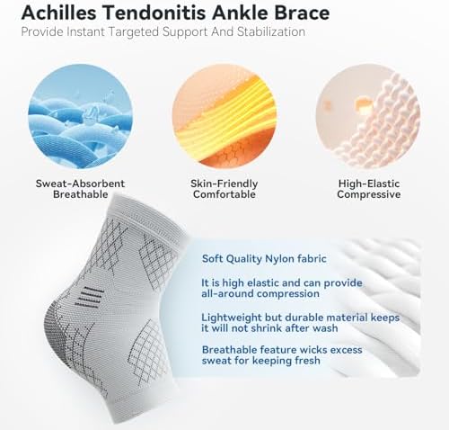 INDEEMAX 2 Pack Ankle Brace for Sprained Ankle, Arch Support Compression Sleeve Socks for Women & Men, Achilles Tendonitis Brace Wraps for Plantar Fasciitis, Foot Swelling Relief