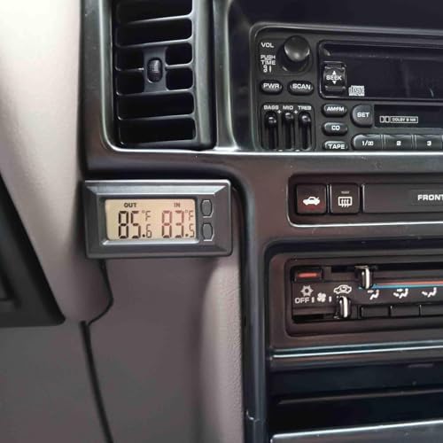 Smart Digital Car Thermometer for Interior & Exterior Use, Dual Display Fahrenheit/Celsius with Max/Min Memory, 9.9 FT Weatherproof Probe Sensor Cable for Sedan, Truck, SUV, Pickup