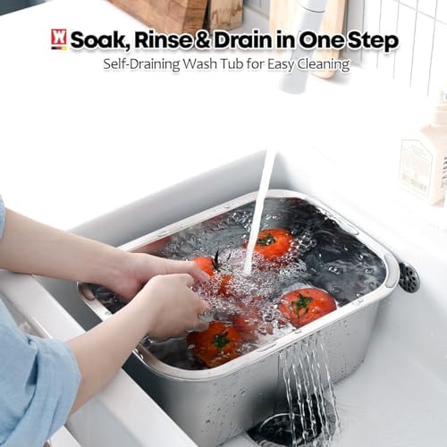 WAGENSTEIGER Portable Stainless Steel Washing-Up Bowl 10L (2.64 Gal), Large Multipurpose Dishpan for Kitchen Sink, Camping & Outdoor Dish Tub (Washing-Up Bowl)
