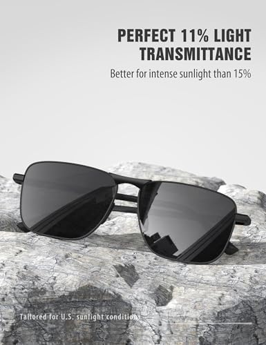 LUENX Rectangular Polarized Aviator Sunglasses for Men Square Retro Shades Driving UV400 Protection