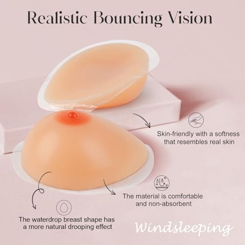 Windsleeping Self Adhesive Silicone Breast Forms Self-Adhering Attachable Fake Boobs for Mastectomy Prosthesis Cosplay