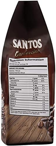 Santos Cappuccino Premix Instant Coffee 3-in-1 with Chocolate Granule Made of Cocoa Powder and Palm Sugar (Wrapped Separately) - Net Weight 500g (20 Sachets in Each Pack x 25g) – Pack of 2