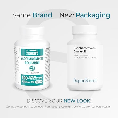 Supersmart - Saccharomyces Boulardii 20 Billion CFU per Day (High Strength) - Probiotic Supplement | Non-GMO & Gluten Free - 100 Delayed Release Capsules