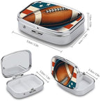Patriotic Rugby Pill Box Portable Medicine Box Container Moisture Proof Case with 2 Compartment