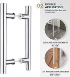 EaseLife 12" Stainless Steel Double Sided Push Pull Door Handle,H Shape Sliding Door Handle,Brushed,Fit for Glass Door Wooden Door