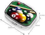 Square Round Pill Case Billiards Pill Box Daily 2 Compartment Travel Pill Container for Pocket Purse Portable Medicine Cod Liver Oil Storage Box 2 Times a Day Pill Organizer