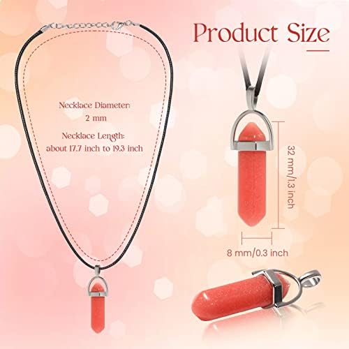 TXIN Glow in the Dark Crystal Pendant Necklaces, Luminous Natural Quartz Stone, Fluorescent Hexagonal Stone, Glowing Moonstone with Black Leather Chain, 10 Colors