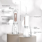 H2ofloss Potable Water Flosser with Beginner Tip – 5 Oral Care Modes, 2500mAh Rechargeable Dental Irrigator with 300ml Tank, IPX7 Waterproof, Portable for Braces, Teeth & Gums, Travel-Friendly