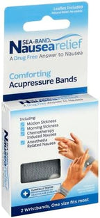 Sea-Band Anti-Nausea Acupressure Wristband for Motion & Morning Sickness, 1 Pair, Gray