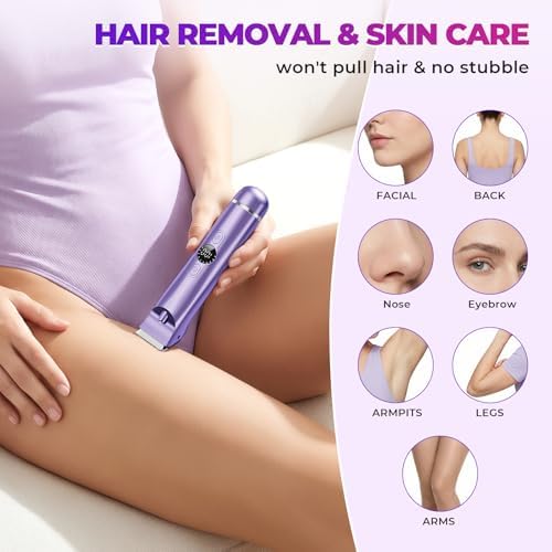 Bikini Trimmer for Women, 4 in 1 Electric Razors for Women - Dual Head, Wet & Dry Use Pubic Body Hair Trimmer Electric Shavers, Rechargeable Womens Facial Razors for Legs, Nose, Armpits, Bikini Area