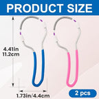 2pcs Manual Facial Hair Remover, Stainless Steel Face Spring Epilator with Handle, Facial Threading Hair Remover Tool for Women Home, Travel - Blue, Pink (Bead Style)
