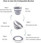 Collapsible Bucket 1.3 Gallon 5L Water Bucket for Cleaning Foldable Portable Plastic Mop Bucket with Handles Indoor Household Outdoor Car Wash Camping Fishing