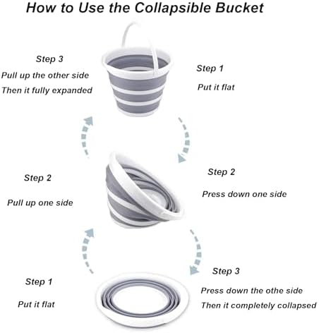 Collapsible Bucket 2.6 Gallon 10L Water Bucket for Cleaning Foldable Portable Plastic Mop Bucket with Handles Indoor Household Outdoor Car Wash Camping Fishing