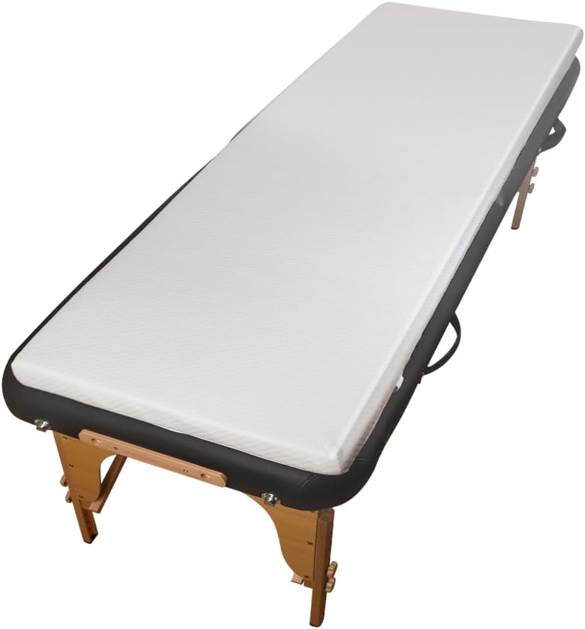 White Lash Bed Topper Memory Foam, 73x24x2 inch, Removable Cover, Non-Slip, For Massage & Beauty