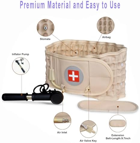 Decompression Back Belt,Spinal Air Traction Belt for Lower Back Pain Relief, Back Support & Lumbar Traction,One Size for 29 inches to 49 inches Waists