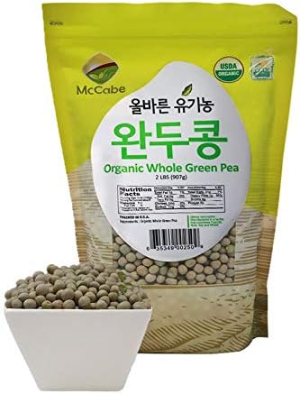 McCabe Organic Whole Green Pea - Green Peas | Rich with Fiber & Minerals | USDA and CCOF Certified | Packed in USA | 2Lbs Pack of 2