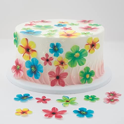 Gyufise 35Pcs Edible Flowers Cake Decorations Beautiful Flowers Cupcake Toppers Cake Toppers for Wedding Cake Birthday Party Food Decoration Mixed Size & Colour