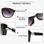 JM Women's Bifocal Reading Sunglasses, Vintage Reader Glasses UV Protection Outdoor Black +1.5