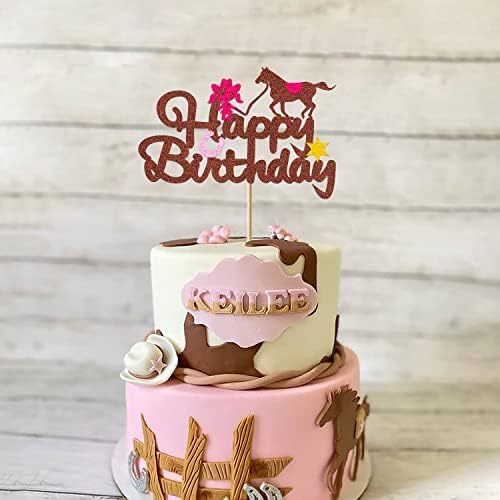 Cowgirl Cake Topper Western Cowgirl Cake Decorations Glitter Cowgirl Horse Cake Toppers for Girls Women Cowgirls Happy Birthday Party Supplies