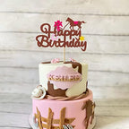 Cowgirl Cake Topper Western Cowgirl Cake Decorations Glitter Cowgirl Horse Cake Toppers for Girls Women Cowgirls Happy Birthday Party Supplies