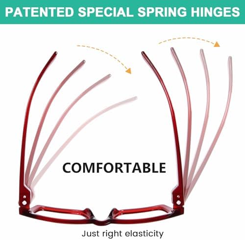 Eyekepper 6 Pack Metalless Screwless Spring Hinges Blue Light Blocking Reading Glasses for Women and Men Computer Readers