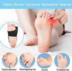 Tailors Bunion Protector 1Pair Bunionette Sleeves Built-in Gel Pads Silicone Cover Guard With Non-slip Strap to Relief Bunion Pinky Toe Pain, Cushion and Comfort Bunionette,Overlapping toe(Black-Large)