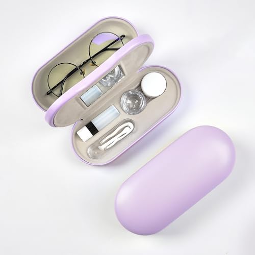 Eyeglass Case Double Sided Travel Size Cute Portable Contact Lens Box 2 in 1 Multifunction With Tool for Daily Outdoor Office