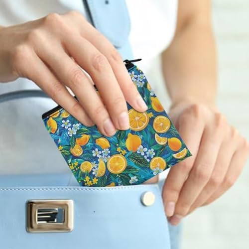 Watercolor Lemon Sanitary Napkin Storage Bag Small Period Bag for Women Teen Girls Portable Period Pouch with Zipper Feminine Menstrual Pad Bag Menstrual Cup Pouch