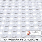 Linoows Non-Slip Bathtub and Shower Mats, Power Grip Bath Mat 35 x 16.3 Inch with Suction Cups and Drain Holes for Tub Bathroom Floor Safety, Machine Washable Soft Bathmat, White
