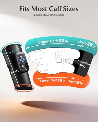 Cordless Calf Massager with Heat and Compression : Rechargeable Leg Compression Massager with 5 Modes, 5 Intensities for Pain Relief and Circulation - Calf Massage Device for Muscle Recovery