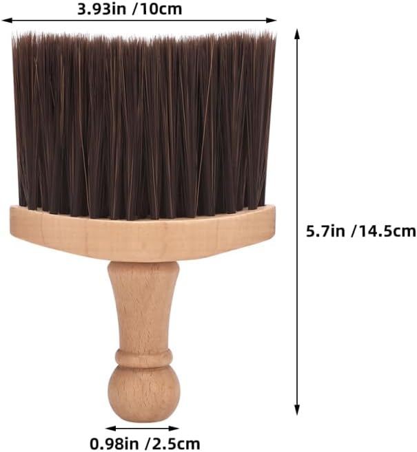 FRCOLOR Soft Bristle Neck Duster Brush with Solid Wood Handle for Barber Hair Cleaning and Beard Grooming 5.70X3.93X0.98In Portable Haircut Tool for Salon and Travel
