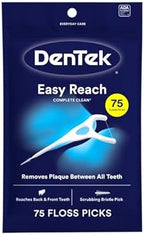 DenTek Easy Reach Complete Clean Floss Picks, with Strong Dental Floss, 75 Count, 3 Pack