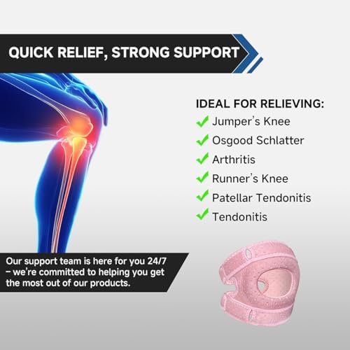 Knee Brace for Women & Men – Adjustable Knee Support with Patella Gel Pad & Side Stabilizers – 2 Pack Knee Sleeves for Sports, Workout, Running, Hiking, Fitness, Joint Protection (2, Pink)