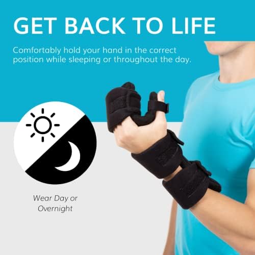 BraceAbility Soft Resting Hand Splint - Stroke Brace Right or Left Hand Immobilizer for Finger Contractures, Post-Surgery Recovery, Carpal Tunnel Syndrome, Ulnar Nerve Damage Relief (M - Left)