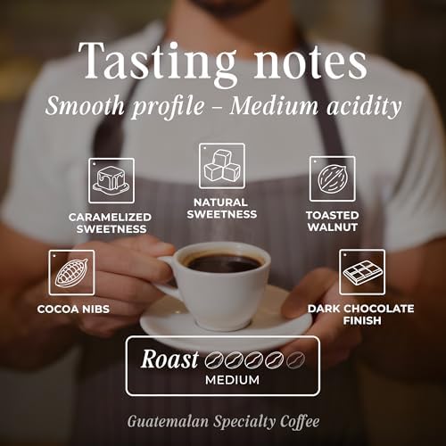 Kishe Organic Coffee Beans Arabica Blend | Guatemalan Medium Roast Whole Bean Coffee | Espresso - Smooth, Fresh & Balanced Flavor | USDA & Fair Trade Certified | 12 Ounce