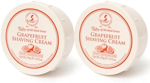 Taylor of Old Bond Street Grapefuit Fragrance Shaving Cream Bowl 150g (2-Pack) – Rich Lather for Traditional Shaving