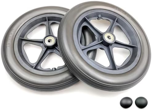 1Pair 12 inch wheelchair wheels replacements,W/bearings 12-1/2"x2-1/4" Rear Wheel for Lightweight Expedition transport chair,wheelchair,Solds as Pairs,Black