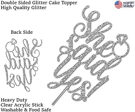She Said Yes Glitter Cake Topper, Wedding Party Decorations Ideas, Anniversary, Bachelorette, Engagement, Premium Quality Decoration, Sturdy Doubled Sided Glitter, Acrylic Stick. Made in USA (Silver)