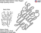 She Said Yes Glitter Cake Topper, Wedding Party Decorations Ideas, Anniversary, Bachelorette, Engagement, Premium Quality Decoration, Sturdy Doubled Sided Glitter, Acrylic Stick. Made in USA (Silver)
