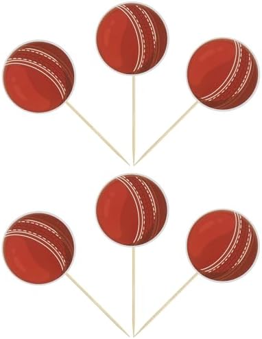 Gyufise 36Pcs Cricket Cupcake Toppers Sports Ball Cricket Cupcake Picks Cricket Theme Birthday Cake Decorations for Baby Shower Kids Birthday Party Cake Decorations Supplies