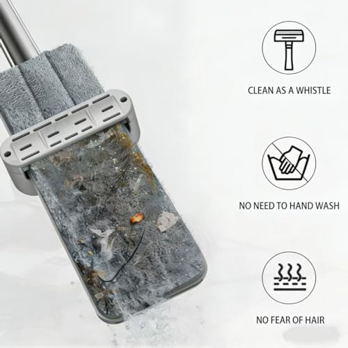 Wet Dry Flat Microfiber Mop for Hardwood Floors, 6 Washable Pads Included, 360° Swivel Mop for Home Kitchen Tile & Laminate Floors