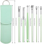 Prasacco 12 Pcs/2 Sets Earwax Removal Kit, Ear Cleaning Tool Set Ear Pick Earwax Removal Kit Stainless Steel Ear Clean Tool Safe Ear Wax Removal Tool Ear Wax Remover with PU Case (Black+Green)