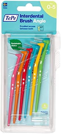 TePe Pack of 6 Interdental Brush Angle, Angled Dental Brush for Teeth Cleaning, Multi Pack