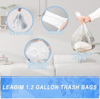 Small Trash Bags 1.2 Gallon, 108 Count Garbage Bags Bathroom Mini Trash Can Liners, fit 4.5-5 Liter White