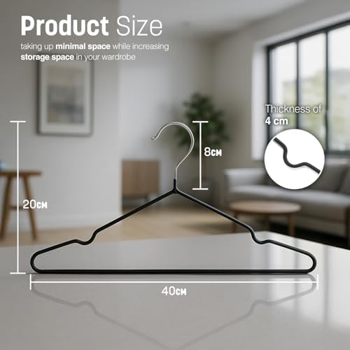 KEPLIN Rubber Coated Metal Clothes Hangers - 20 Pack, Premium, Heavy Duty Metal Hangers for Clothes - Space Saving Coat Hanger for Closet, Racks and Rails