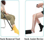 Sock Aid Device for Seniors Kit (Sock Aide and Dressing Stick) - Sock Helpers to Put on Your Socks No Bending - 35" Adjustable Extended Shoe Horn & Sock Puller Aid Easy On and Off
